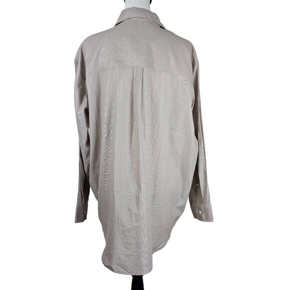 Gap The Big Shirt Oversized Button Up Blouse Sz L Metallic Stripes Lagenlook - Picture 4 of 10